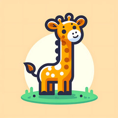 flat logo of Vector giraffe illustration vector, colorful giraffe illustration