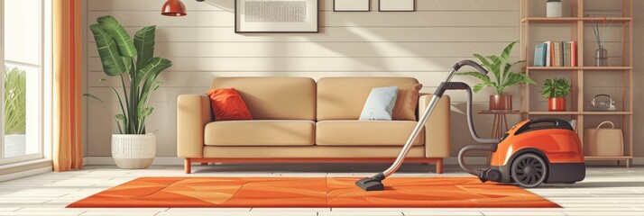 Vacuum cleaner and brown carpet. Generative Ai.