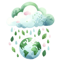 Earth Nourished by Rain Under Cloud Illustration