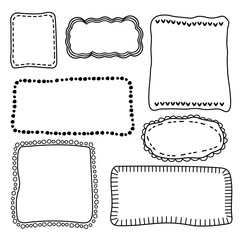 Set of hand drawn doodle frame. Vector illustration