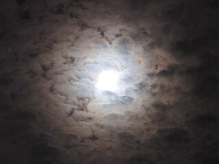 full moon and clouds in the night sky