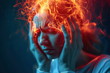 Severe Headache - Migraine - Medical - obrazy, fototapety, plakaty