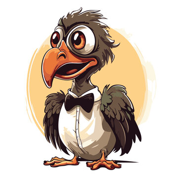 recommend clip art: Vector illustration of a cute cartoon vulture with a bow tie.