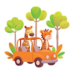 zebra driving car travel