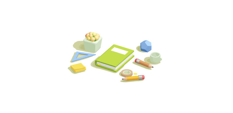 School Item Book anda pancil Vector Illustration Vector Transparent Background