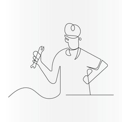 Labor day   continuous one line drawing of outline vector illustration
