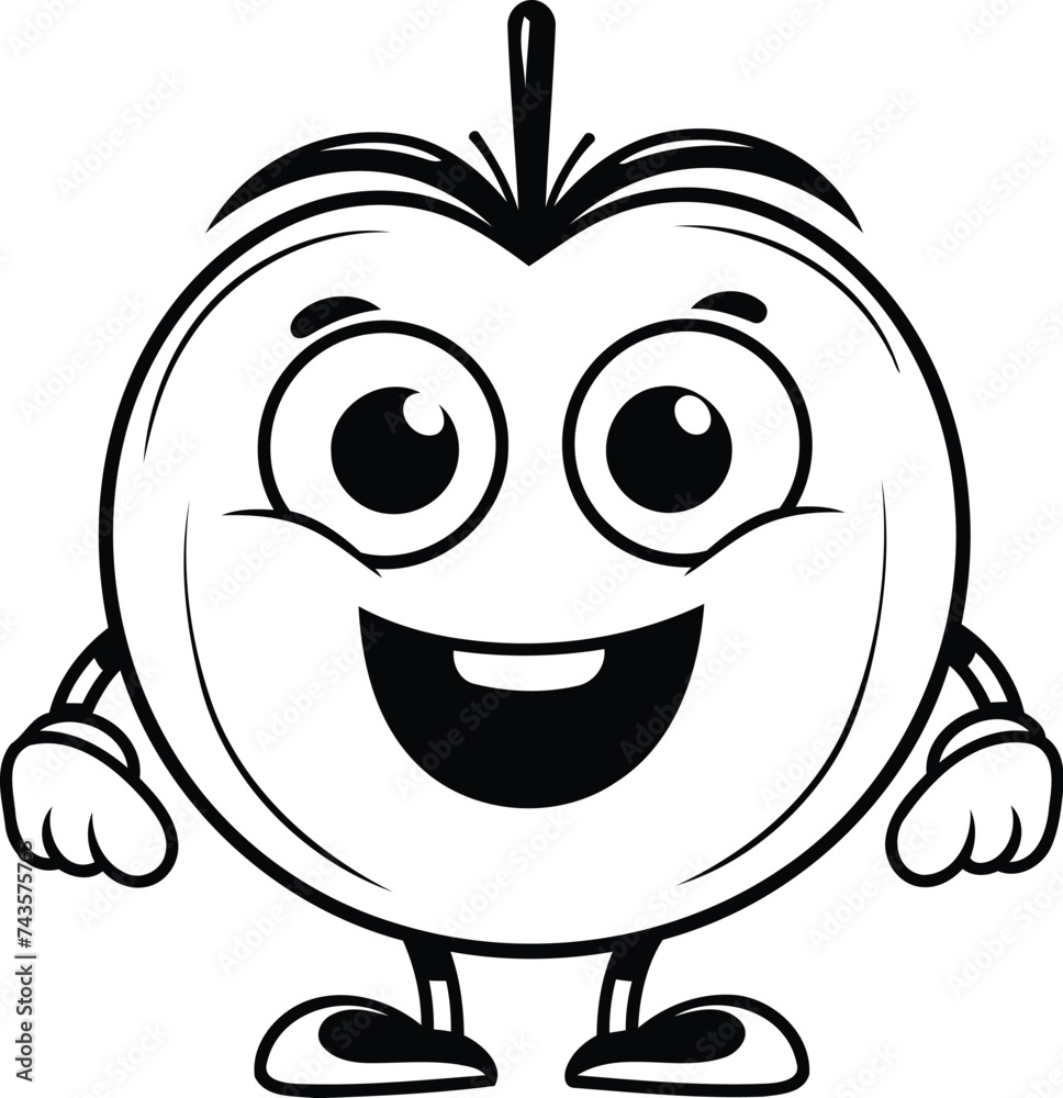 Poster happy apple cartoon mascot character with smiling face vector illustration