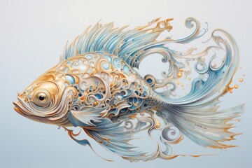 Ethereal Aquatic Elegance - Surreal Watercolor Fish Generative AI