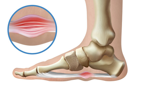 Medical illustration explaining plantar fibroma