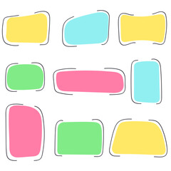 Hand drawn text box set. Colorful speech bubble with outline frame