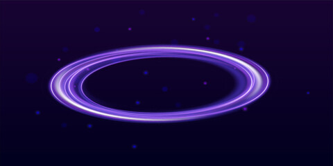 Neon ellipse in the form of speed. Glowing spiral. Abstract neon color glowing lines background. The energy flow tunnel. Shine round frame with light circles light effect.