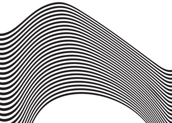 Black and white optical lines, vector illustration design, op art, geometric curve waves line pattern.
