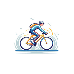 Cyclist rides a bicycle in the rain. vector illustration.