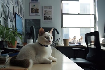 Beautiful cat on the desktop