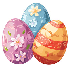 Easter eggs painted . Vector illustration isolated on white background.