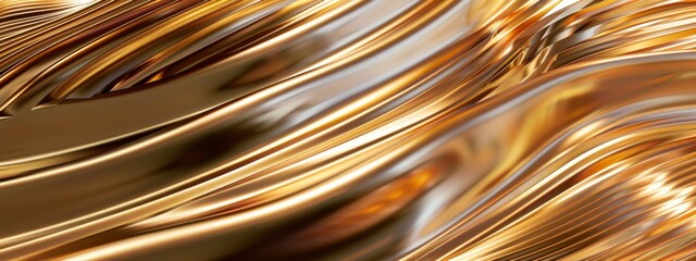 Golden metallic waves abstract background