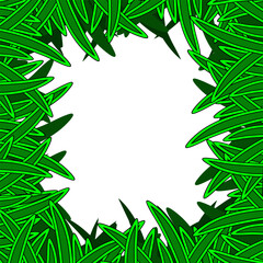 Decorative square frame made of stylized green grass. Vector illustration
