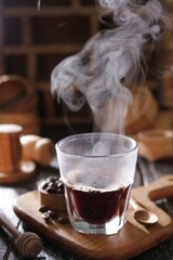 hot coffee on the table