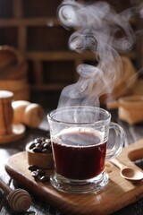 hot coffee on the table