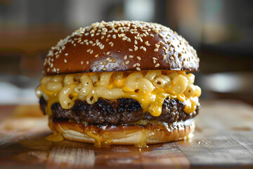A mac and cheese hamburger