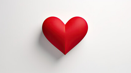 Red Paper Heart on White Background