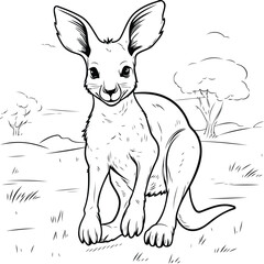 Kangaroo in the wild. sketch vector illustration for your design