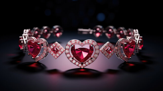 Red Heart Shaped Bracelet With Cross