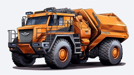 Simple vector illustration of truck construction for mining industry