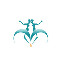 Couple of mermaid logo design template. Vector illustration. Graphic concept for your design