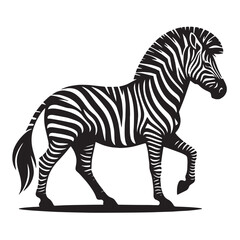 Fototapeta na wymiar Vintage Retro Styled Vector Zebra Silhouette Black and White - illustration