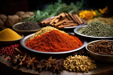 Fototapeten composition with different spices and herbs in Zanzibar © STORYTELLER