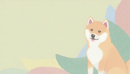 Fototapeta premium 柴犬のイラスト