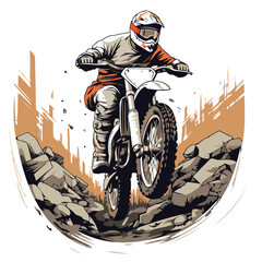 Motocross rider in action. Vector illustration ready for vinyl cutting.