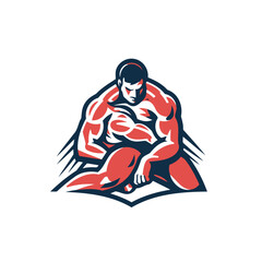 Mascot template for sport team or corporate identity.  illustration of a muscular man ready to fight