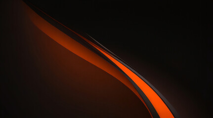 オレンジとグレーの線、矢印、角度を持つ黒い抽象的な広い水平バナー。ダークモダンでスポーティな明るい未来的な水平抽象的な背景。白いベクトル図
