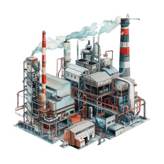 Illustration of an industrial factory on a white background.