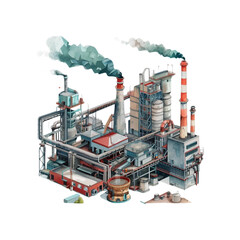 Illustration of an industrial factory on a white background.