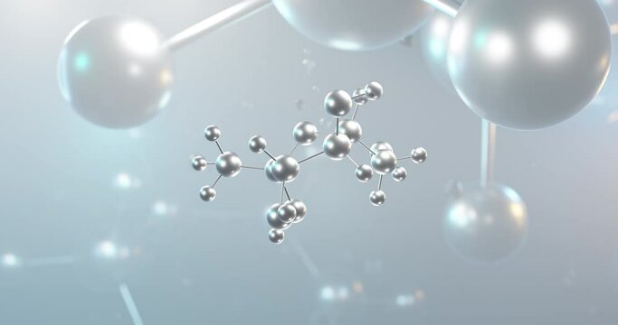 fructose rotating 3d molecule, molecular structure of B-D-Fructofuranose, seamless video