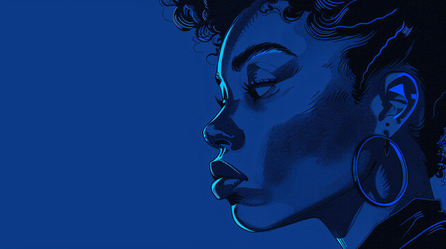 A Blue Mobile Wallpaper With A Black Girls.