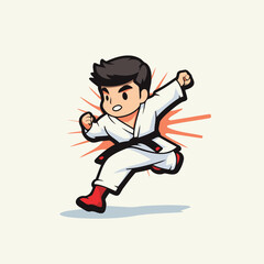Taekwondo Vector Illustration. Cartoon karate man.