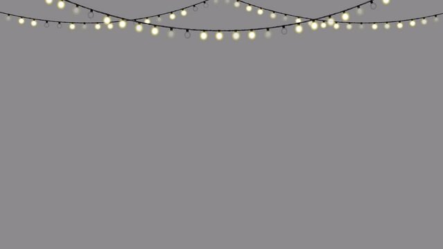 Blinking string round bulbs_3 lines Christmas festive decoration light_loop animation with alpha channel