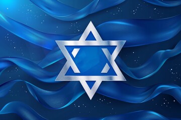 Celebrate Israel's Independence Day with a festive banner, featuring Hebrew text.