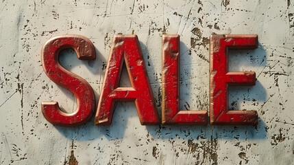 sale inscription in red on a neutral background