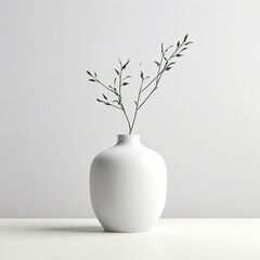 White Vase With Plant