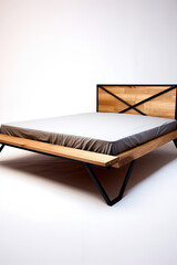 Bed With Wooden Headboard and Footboard