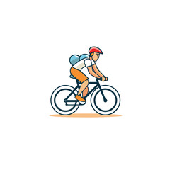 Cyclist flat color vector icon. Cyclist riding a bicycle