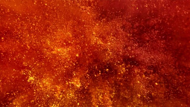 Super slow motion explosion of color powder. Filmed on a high-speed camera at 1000 fps. High quality FullHD footage