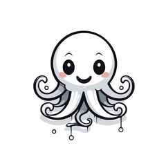 Cute cartoon octopus. isolated on white background. Vector illustration.