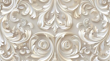  Seamless light background with beige pattern in baroque style. Vector retro illustration. Ideal for printing on fabric or paper for wallpapers, textile, wrapping