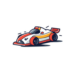 Cartoon racing car icon. Vector illustration of a race car.